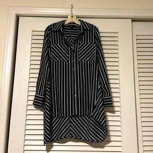 Women’s black and white stripe blouse size medium by Mischa